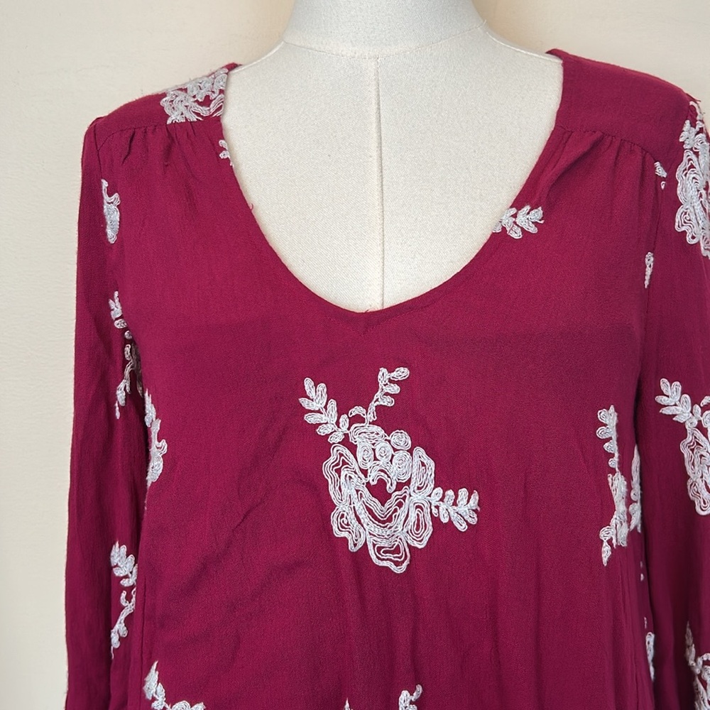 FREE PEOPLE Peasant-Sleeve Embroidered Shift Dress size small - Picture 10 of 12